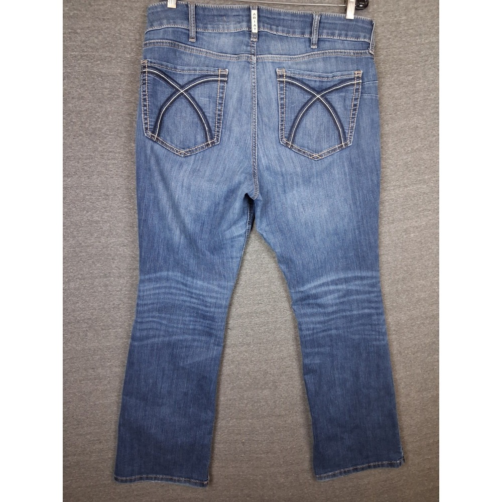 Ariat Womens Jeans 33R Blue Denim Rosa Perfect Boot Cut Thick Stitch Western - Picture 7 of 11